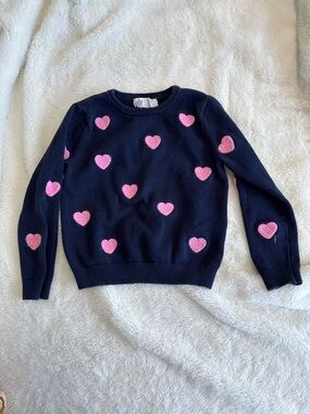 H&M navy sweater 2-4 years 3T hearts embroidered winter toddler girl